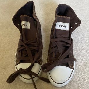 NWOT Hale Bob Hi Top Brown/White Canvas Sneakers